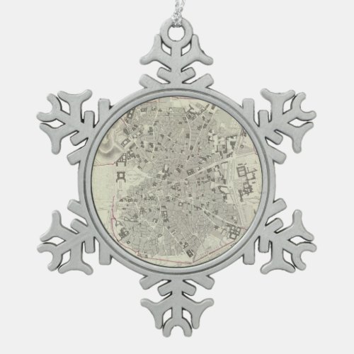Vintage Map of Madrid Spain 1831 Snowflake Pewter Christmas Ornament