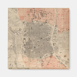 Vintage Map of Madrid Spain (1861) Magnet