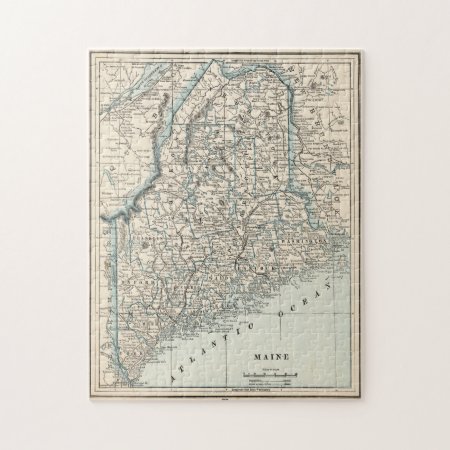 Vintage Map Of Maine (1893) Jigsaw Puzzle