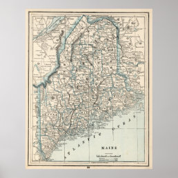 Vintage Map of Maine (1893) Poster