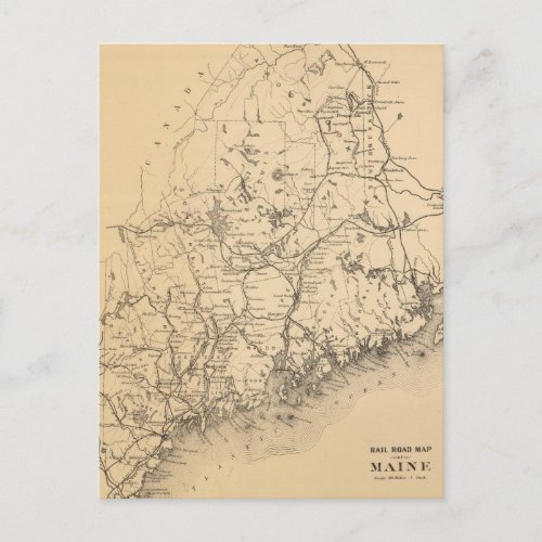 Vintage Map of Maine 1894 Postcard