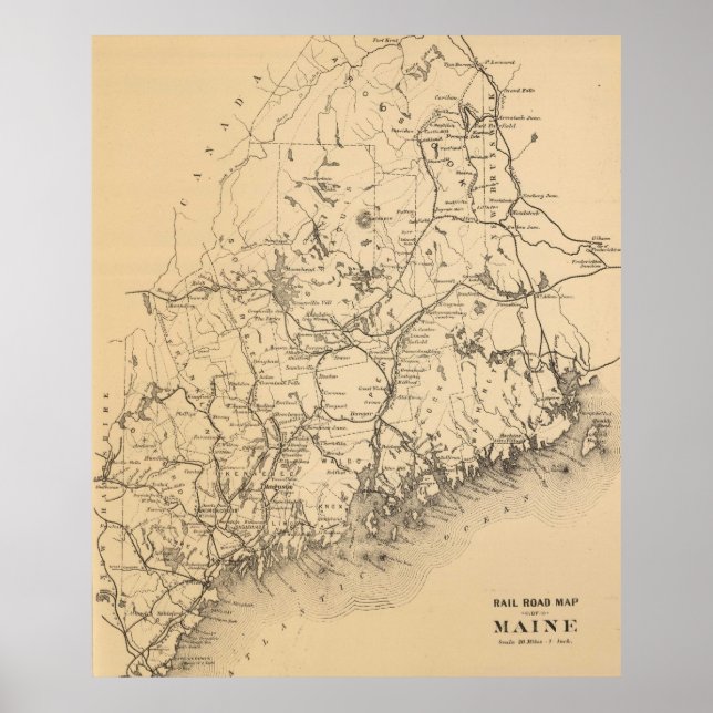 Vintage Map of Maine (1894) Poster (Front)