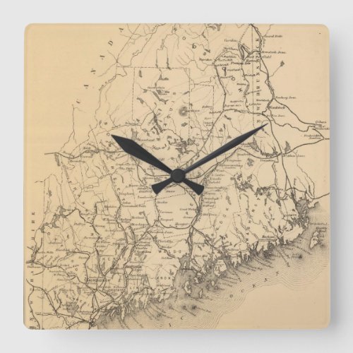 Vintage Map of Maine 1894 Square Wall Clock