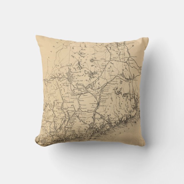 Vintage Map of Maine (1894) Throw Pillow (Front)
