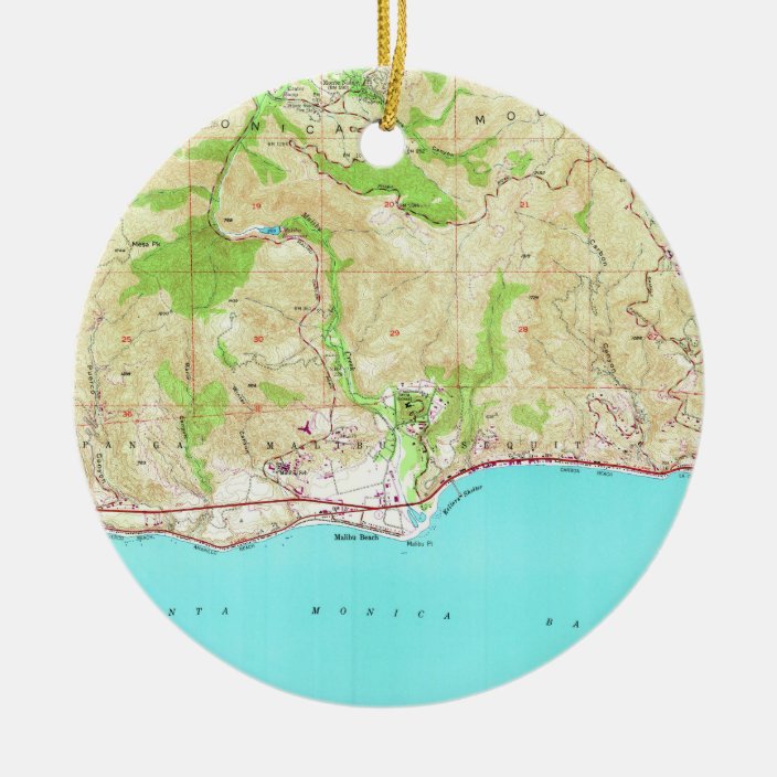 Vintage Map Of Malibu California 1950 Ceramic Ornament Zazzle