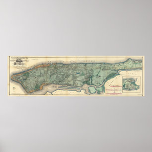 Vintage Map of Manhattan NY Poster