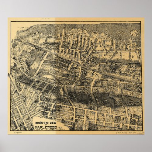 Vintage Map of Maplewood NJ 1910 Poster