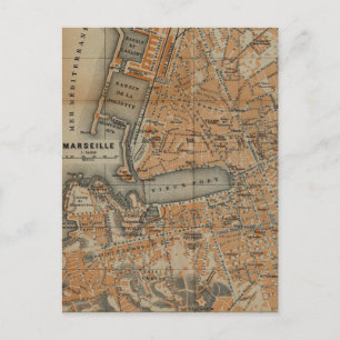 Vintage Map of Marseille France (1914) Postcard