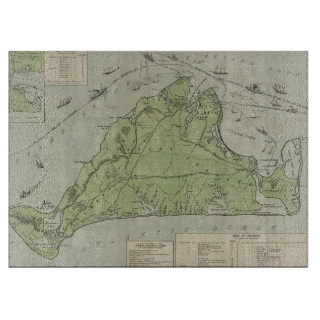 Vintage Map of Marthas Vineyard (1913) Cutting Board (Front)