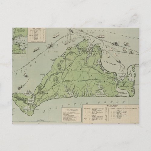 Vintage Map of Marthas Vineyard 1913 Postcard