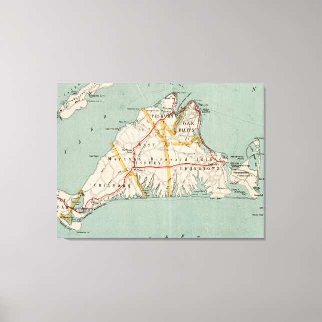 Vintage Map of Martha's Vineyard (1917) Canvas Print (Front)