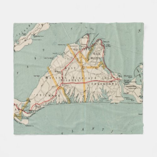 Vintage Map of Marthas Vineyard 1917 Fleece Blanket