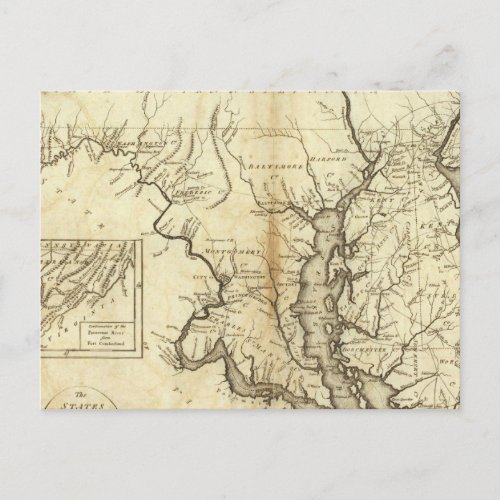 Vintage Map of Maryland 1796 Postcard