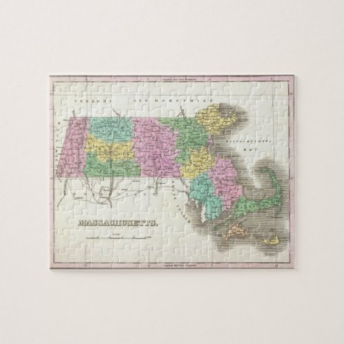 Vintage Map of Massachusetts 1827 Jigsaw Puzzle