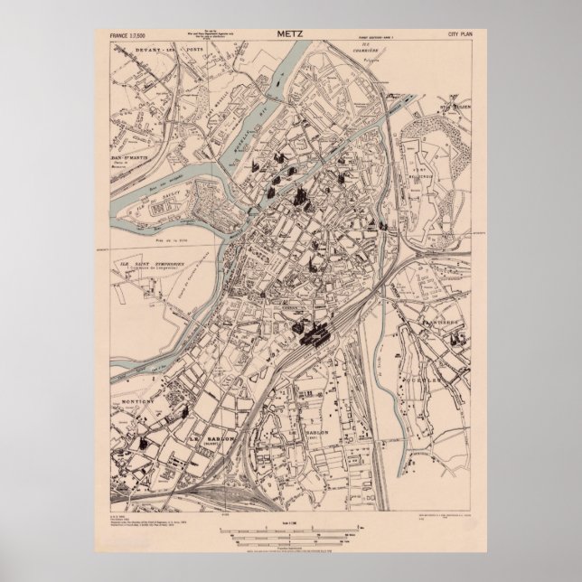Vintage Map of Metz France (1943) Poster (Front)