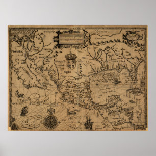 Vintage Map of Mexico (1600) Poster