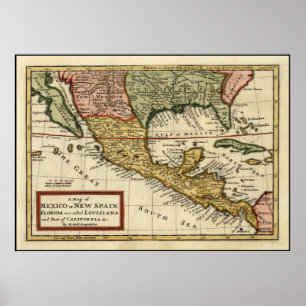 Vintage Map of Mexico (1708) Poster