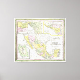 Vintage Map of Mexico (1850) Canvas Print