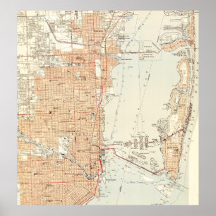 Vintage Map of Miami Florida (1950) Poster
