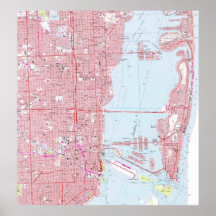 Vintage Map of Miami Florida (1962) Poster