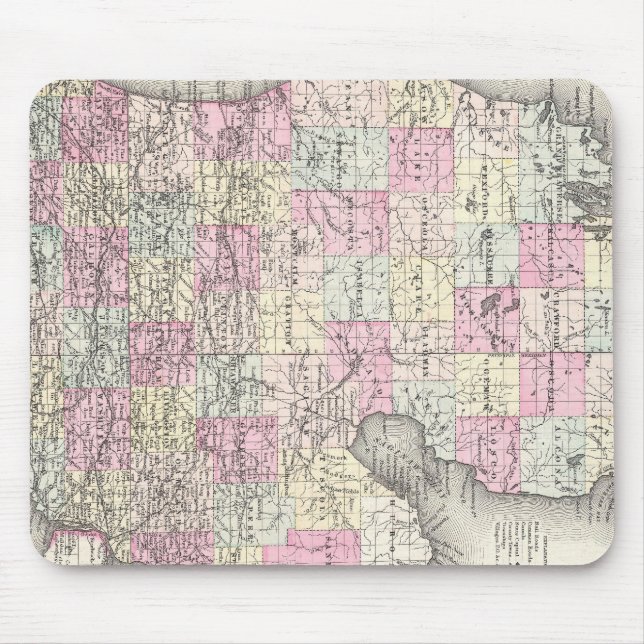 Vintage Map of Michigan (1855) Mouse Pad (Front)