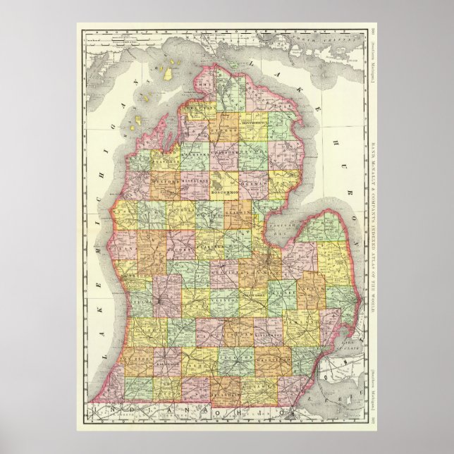 Vintage Map of Michigan (1897) Poster (Front)