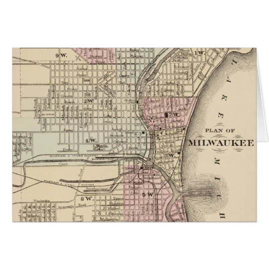 Vintage Map of Milwaukee (1880) Card