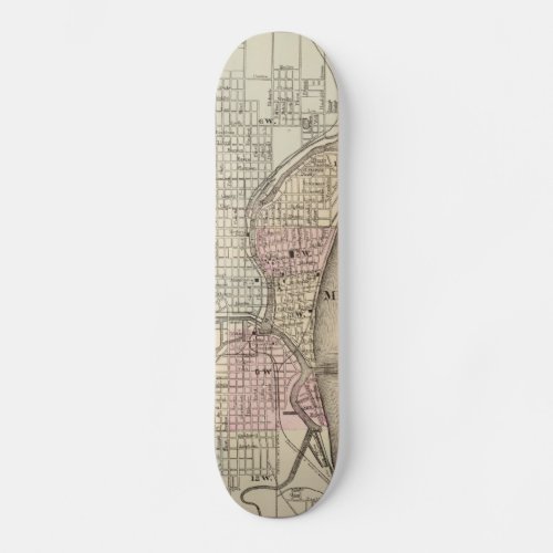 Vintage Map of Milwaukee 1880 Skateboard Deck