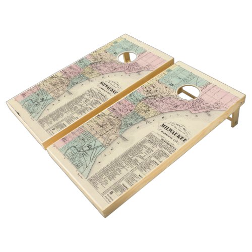 Vintage Map of Milwaukee Wisconsin 1878 Cornhole Set