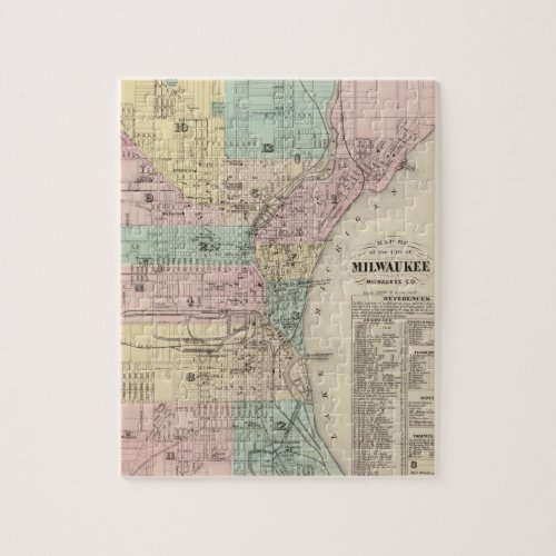 Vintage Map of Milwaukee Wisconsin 1878 Jigsaw Puzzle