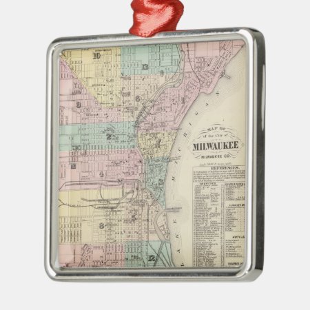 Vintage Map Of Milwaukee Wisconsin (1878) Metal Ornament