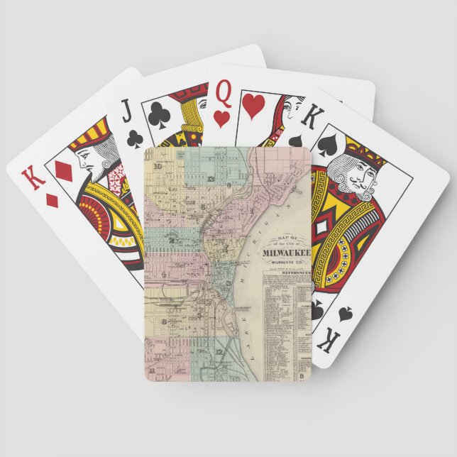 Vintage Map of Milwaukee Wisconsin (1878) Poker Cards (Back)
