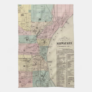 Vintage Map of Milwaukee Wisconsin (1878) Towel