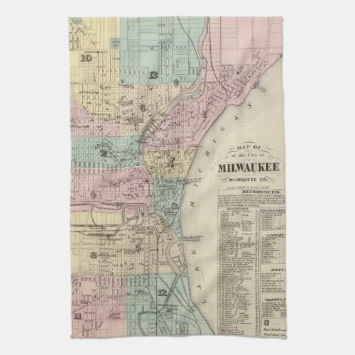 Vintage Map of Milwaukee Wisconsin 1878 Towel