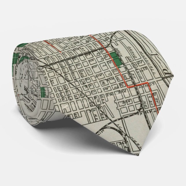 Vintage Map of Minneapolis Minnesota (1921) Neck Tie (Rolled)