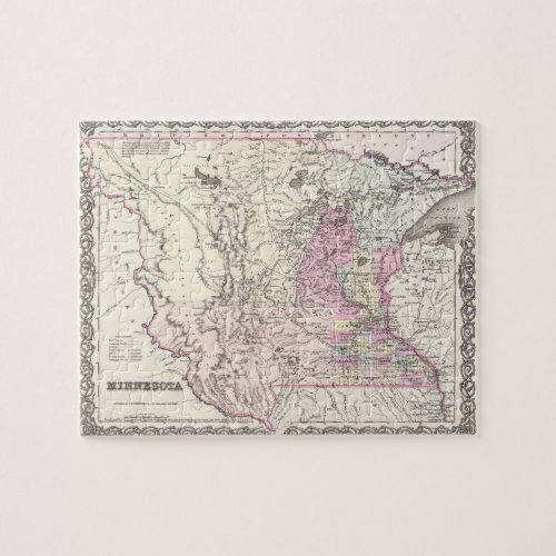 Vintage Map of Minnesota 1855 Jigsaw Puzzle