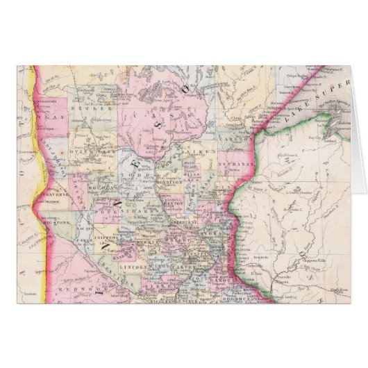 Vintage Map of Minnesota (1864) Cards (Front Horizontal)