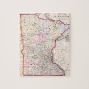 Vintage Map of Minnesota (1864) Jigsaw Puzzle