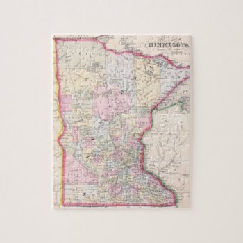 Vintage Map Of Minnesota (1864) Jigsaw Puzzle by Alleycatshirts at Zazzle