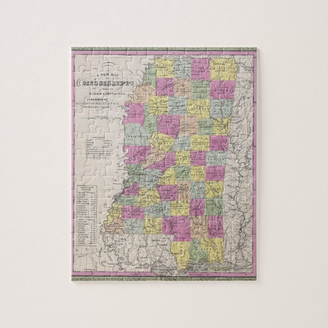 Vintage Map of Mississippi (1853) Jigsaw Puzzle (Vertical)
