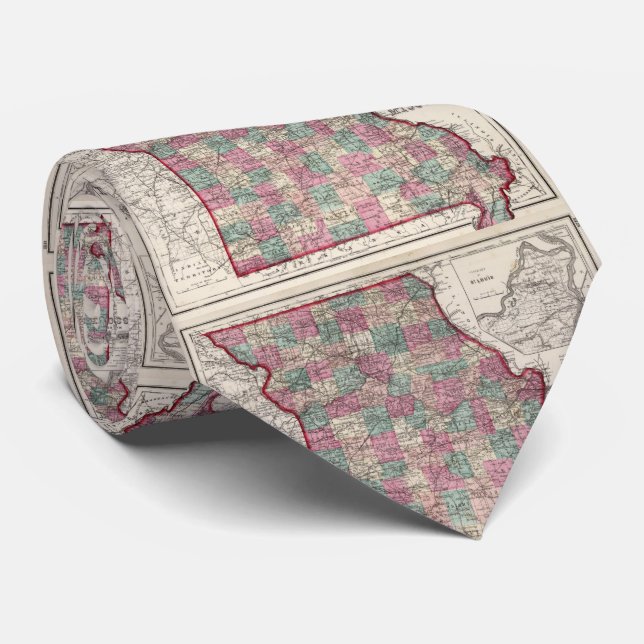 Vintage Map of Missouri (1873) Neck Tie (Rolled)