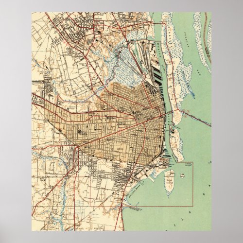 Vintage Map of Mobile Alabama 1940 2 Poster