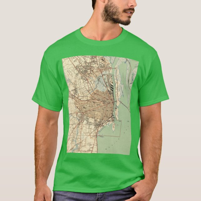 Vintage Map of Mobile Alabama 1940 T-Shirt (Front)