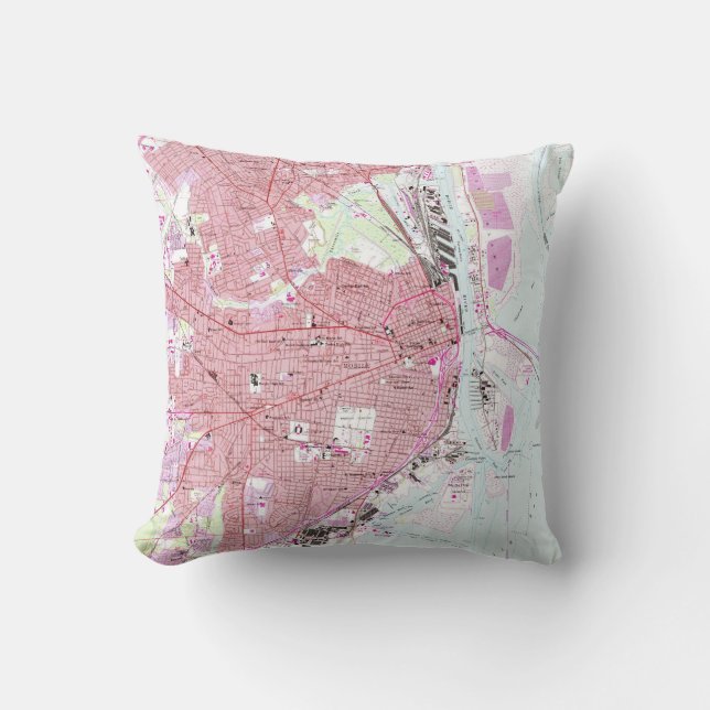 Vintage Map of Mobile Alabama (1953) Throw Pillow (Front)