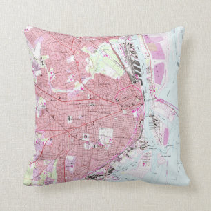 Vintage Map of Mobile Alabama (1953) Throw Pillow