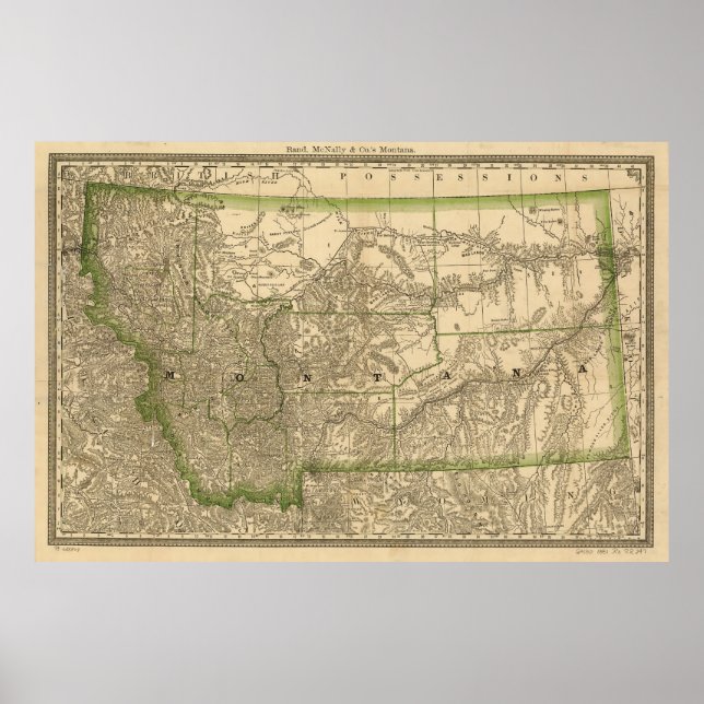 Vintage Map of Montana (1881) Poster (Front)