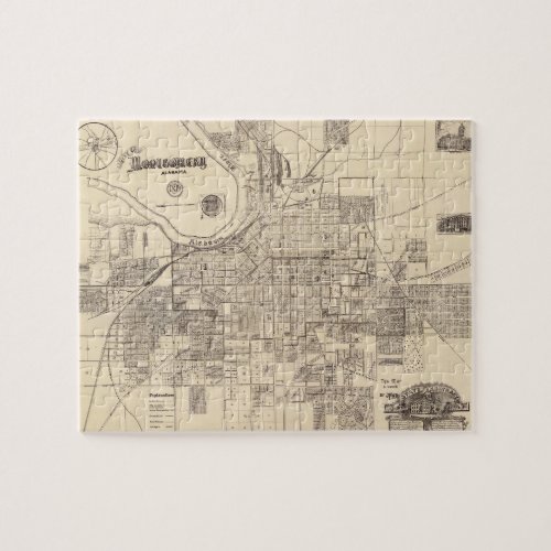 Vintage Map of Montgomery Alabama 1899 Jigsaw Puzzle