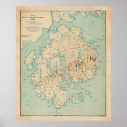 Vintage Map of Mount Desert Island ME (1901) Poster
