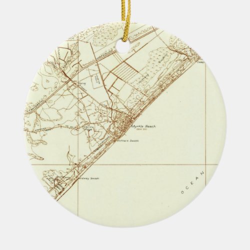 Vintage Map of Myrtle Beach South Carolina 1937 Ceramic Ornament