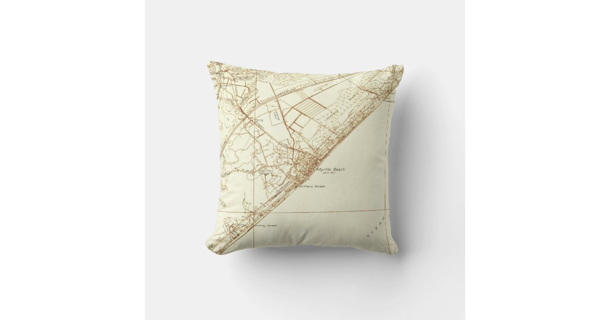 Vintage Map of Myrtle Beach South Carolina (1937) Throw Pillow Zazzle